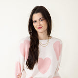 Miracle Clothing Large Heart Sweater for Women in Cream