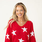 Miracle Star Multi Light Weight Sweater for Women in Red