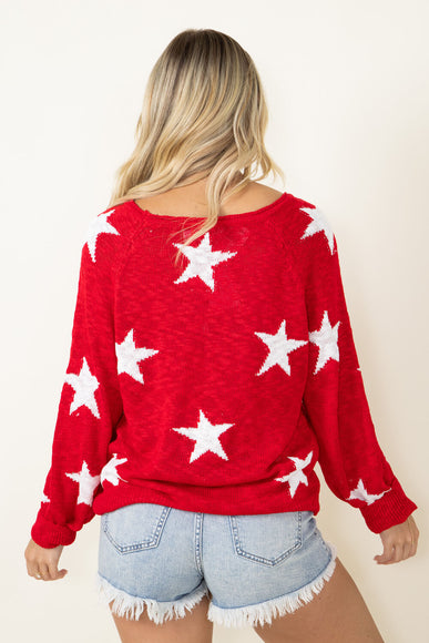 Miracle Star Multi Light Weight Sweater for Women in Red