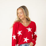 Miracle Star Multi Light Weight Sweater for Women in Red