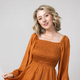 Smocked Bodice Layered Romper for Women in Orange