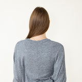 Mono B Hatchi Dolman Sleeve Crewneck Top for Women in Grey