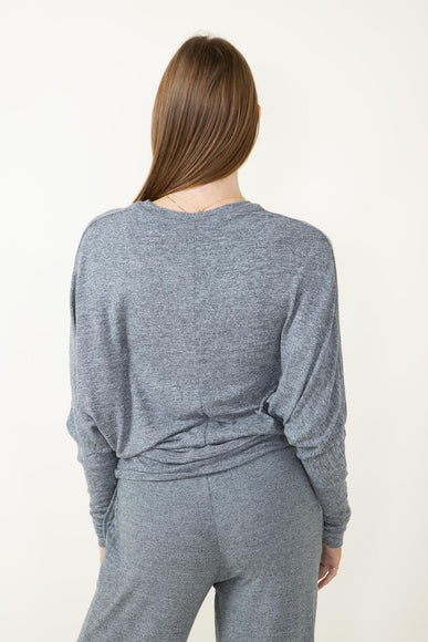 Mono B Hatchi Dolman Sleeve Crewneck Top for Women in Grey