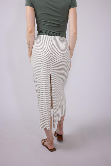 Mustard Seed Drawstring Waist Slit A-Line Skirt for Women in Oatmeal