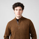 North River 4 Button Mock Neck Twisted Yarn Sweater for Men in Tobacco