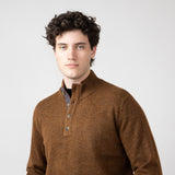 North River 4 Button Mock Neck Twisted Yarn Sweater for Men in Tobacco