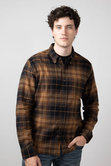 North River Brushed Button Down Shirt for Men in Bracken Brown