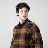 North River Brushed Button Down Shirt for Men in Bracken Brown