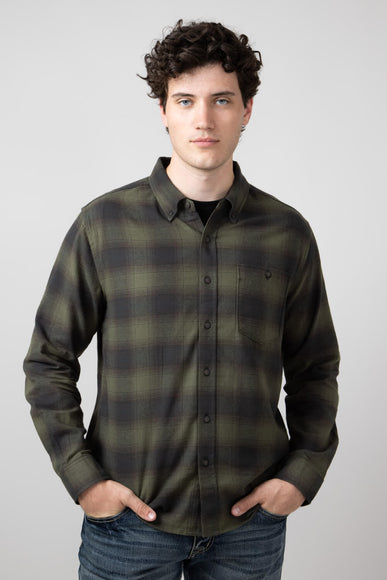 North River Brushed Button Down Shirt for Men in Olive