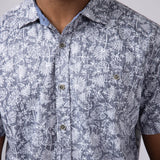 North River Reverse Print Tropical Button Shirt for Men in Blue