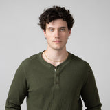 North River Waffle Henley Shirt for Men in Olive