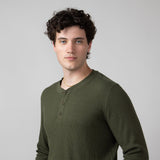 North River Waffle Henley Shirt for Men in Olive