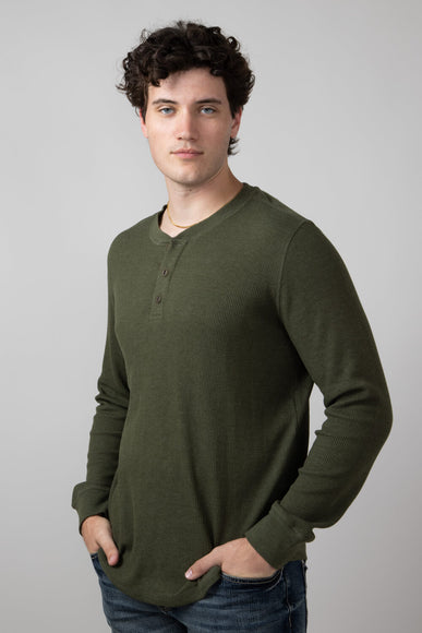 North River Waffle Henley Shirt for Men in Olive