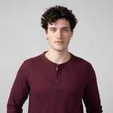 North River Waffle Henley Shirt for Men in Windsor Wine 