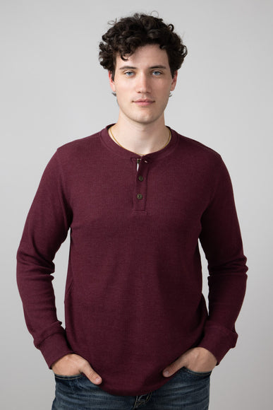 North River Waffle Henley Shirt for Men in Windsor Wine 