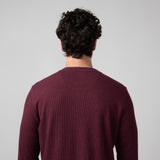 North River Waffle Henley Shirt for Men in Windsor Wine 