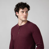 North River Waffle Henley Shirt for Men in Windsor Wine 