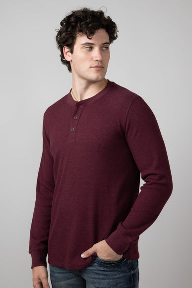 North River Waffle Henley Shirt for Men in Windsor Wine 