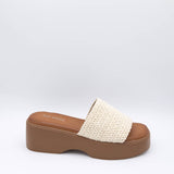 Top Moda Orchid Platform Slide Sandals for Women in Beige