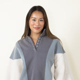 Papermoon Color Block Fleece for Women in Blue Multi