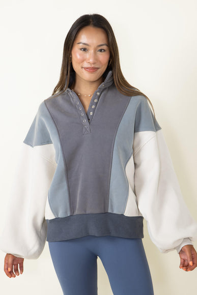 Papermoon Color Block Fleece for Women in Blue Multi