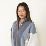 Papermoon Color Block Fleece for Women in Blue Multi