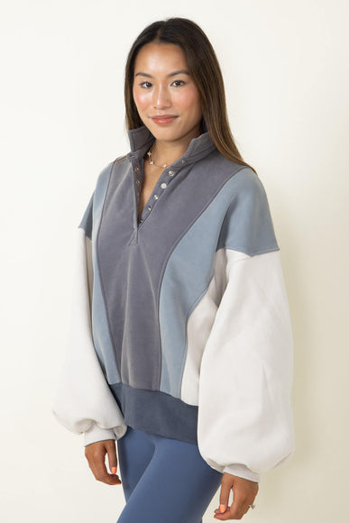 Papermoon Color Block Fleece for Women in Blue Multi