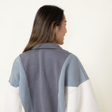 Papermoon Color Block Fleece for Women in Blue Multi