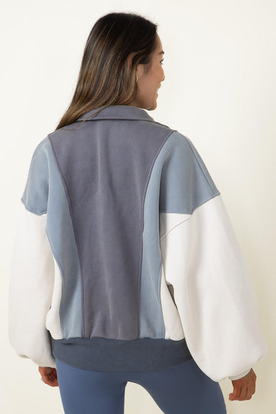 Papermoon Color Block Fleece for Women in Blue Multi