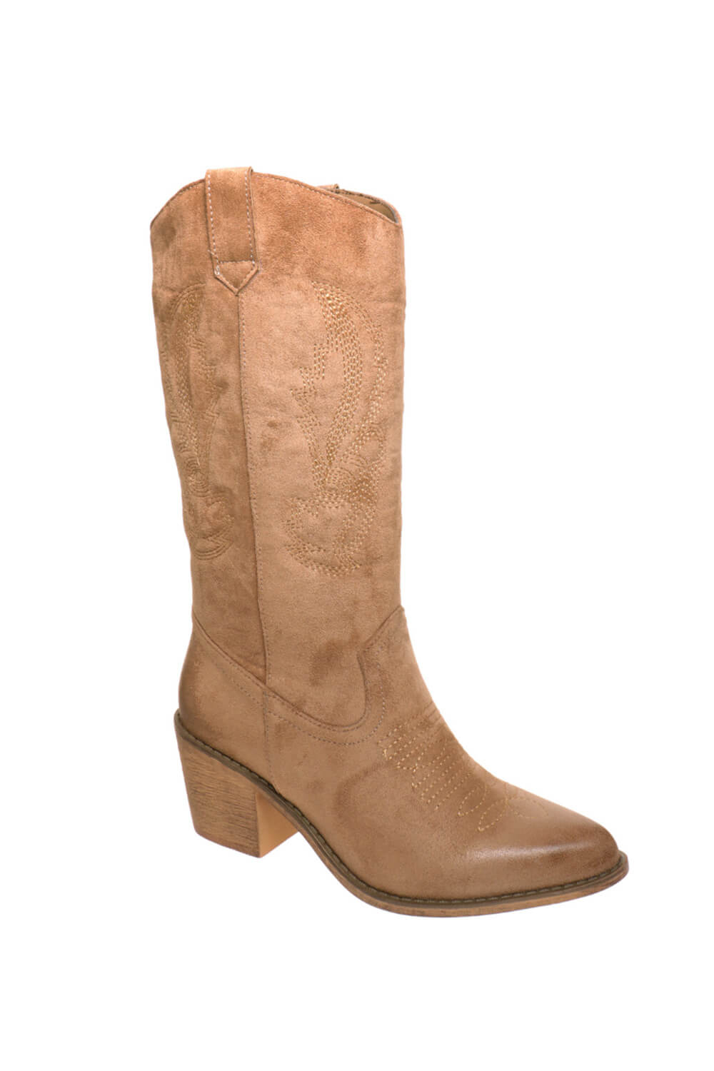 Wilder Mid Calf Western Boot Taupe Suede 10