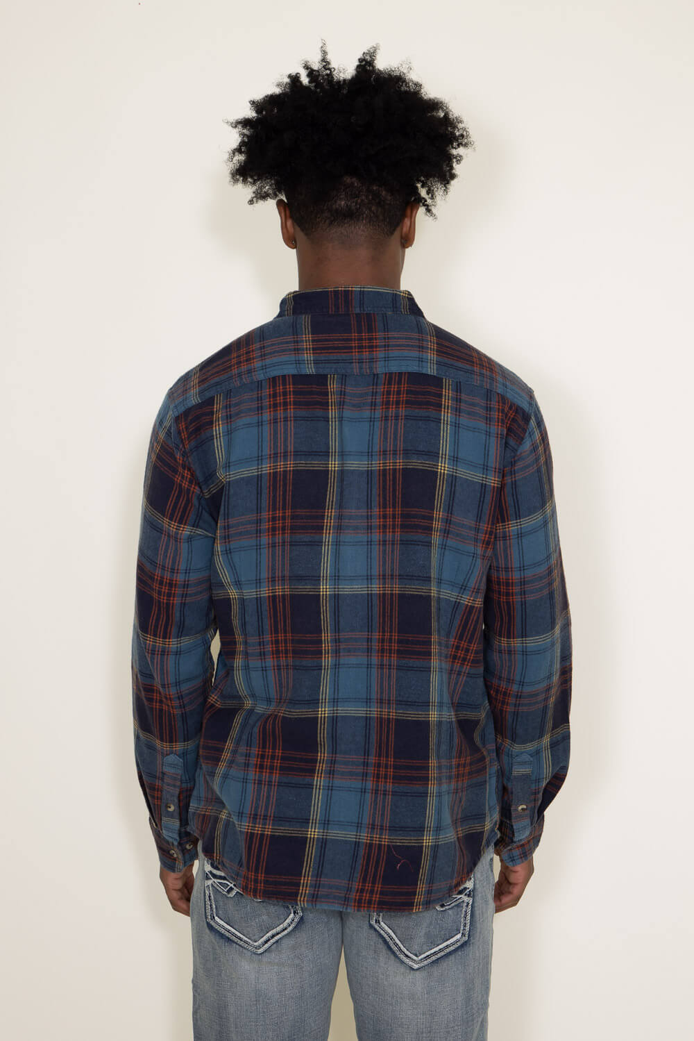 Navy, Orange, and Brown Plaid Soft Designer Flannel