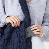 Large Quilted Puffer Carryall Bag for Women in Navy