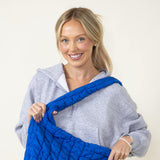 Large Quilted Puffer Carryall Bag for Women in Royal Blue