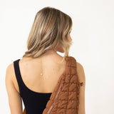 Quilted Puffer Sling Bag for Women in Brown