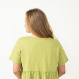 Peplum V-Neck Top for Women in Green