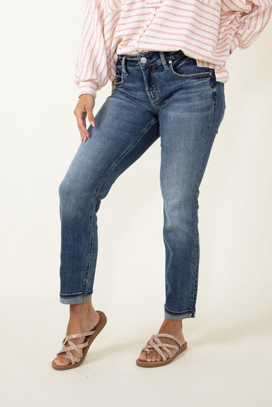 Silver Jeans Boyfriend Mid Rise Vintage Wash Jeans for Women