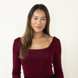 Long Sleeve Bodysuit for Women in Burgundy