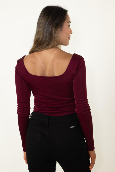 Long Sleeve Bodysuit for Women in Burgundy