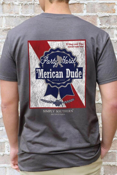 'Merican Ribbon T-Shirt for Men in Dark Heather Grey