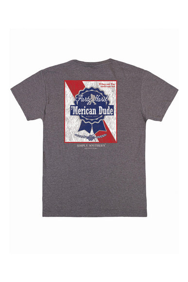 'Merican Ribbon T-Shirt for Men in Dark Heather Grey