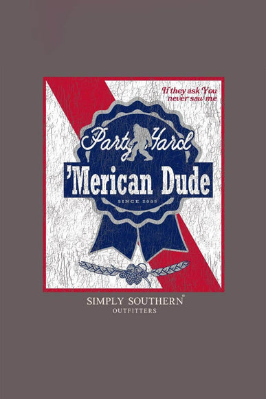 'Merican Ribbon T-Shirt for Men in Dark Heather Grey