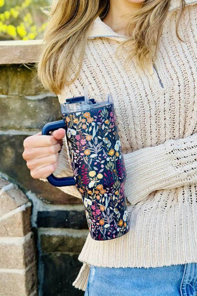 Simply Southern 40oz Tumbler in Navy Flowers