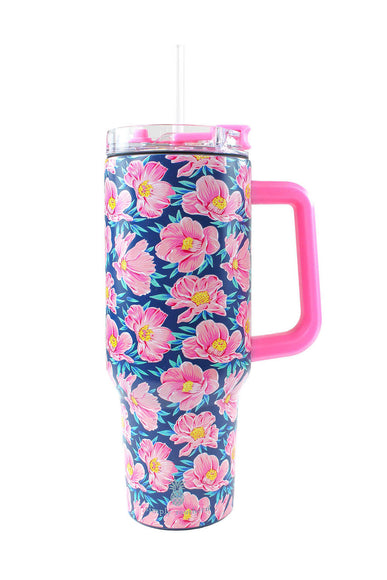 Simply Southern 40oz Tumbler in Pink Blossoms