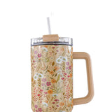 Simply Southern 40oz Tumbler in Tan Flowers