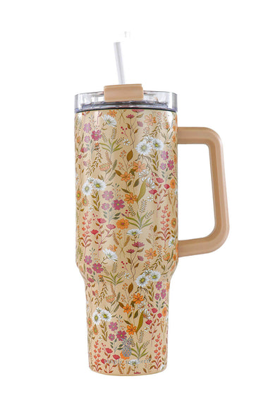 Simply Southern 40oz Tumbler in Tan Flowers