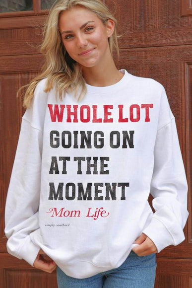 Simply Southern Mom Life Sweatshirt for Women in White