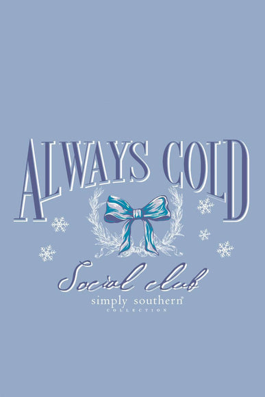 Simply Southern Always Cold Social Club Fleece Crewneck for Women in Sky