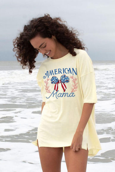 Women's Simply Southern American Mama Bow T-Shirt for Women in Tan