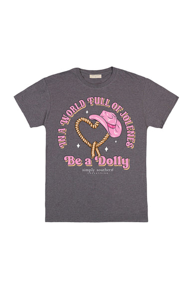 Simply Southern Youth Be A Dolly T-Shirt for Girls in Iron Heather