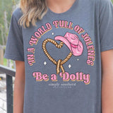 Simply Southern Youth Be A Dolly T-Shirt for Girls in Iron Heather